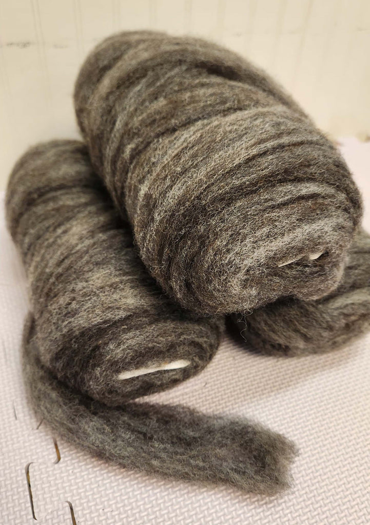 Jacob Wool roving Ewethful Fiber Farm and Mill