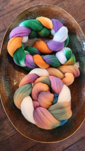 Rambouillet hand dyed wool top - 4oz