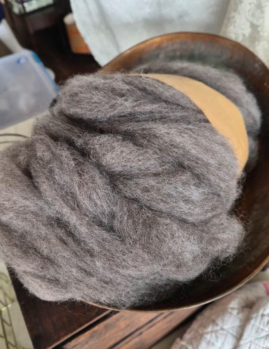 Border Leicester wool/mohair blend roving - natural medium gray