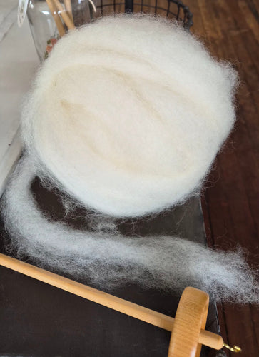 Border Leicester wool/mohair blend roving - natural white
