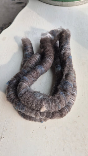 Rolags gray with blue indigo dye wool and linen