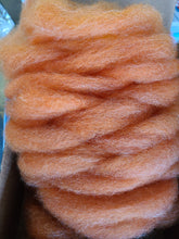Orange Dyed in the Wool Signature Halsey Blend - Romney/Alpaca/Silk roving 4oz