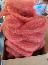 Watermelon Dyed in the Wool Signature Halsey Blend - Romney/Alpaca/Silk roving 4oz