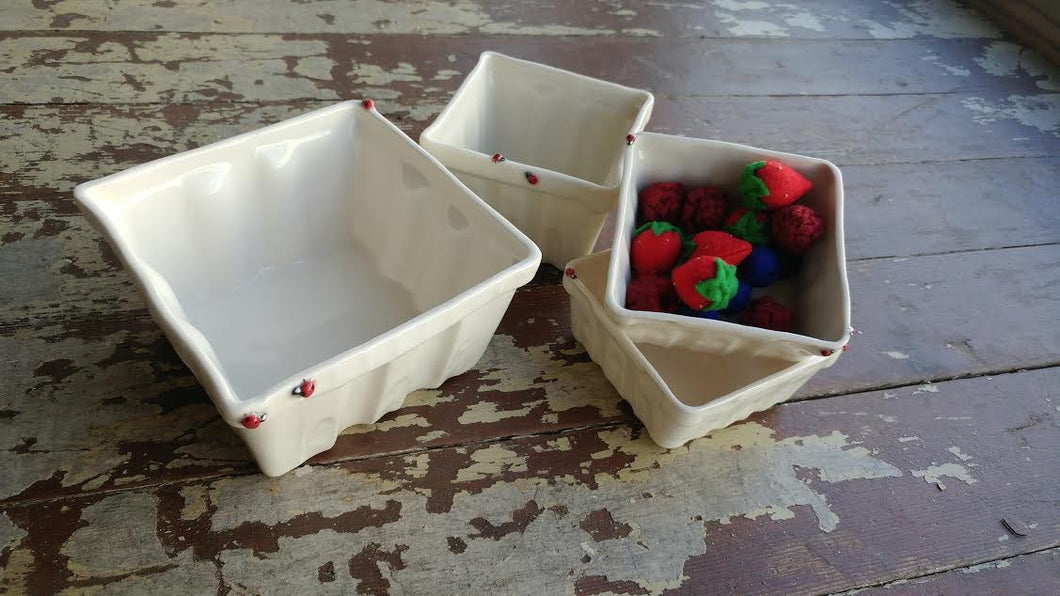 Ladybug Berry Bowls, 3 sizes